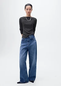 Long-sleeved boat-neck t-shirt