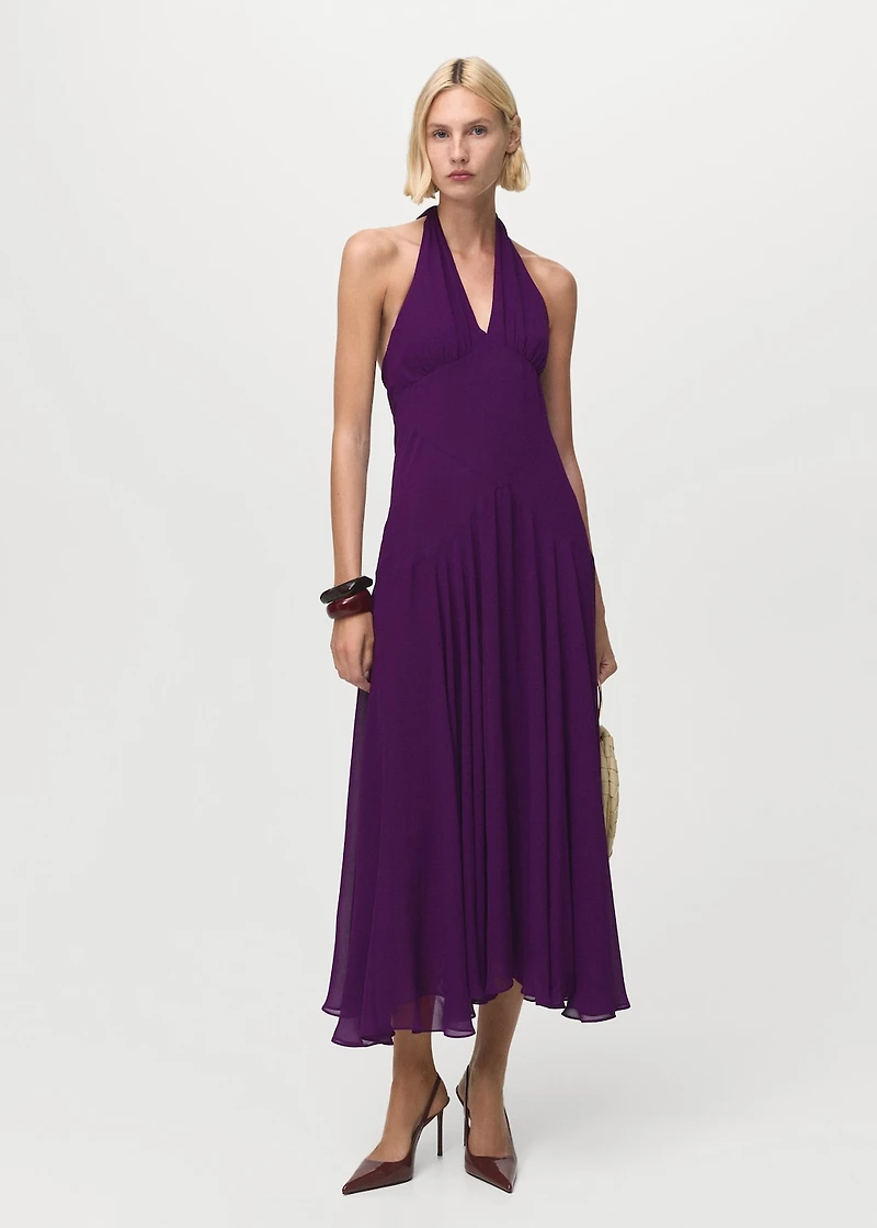 Halter-neck pleated dress