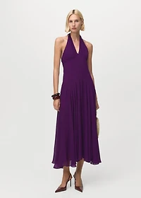 Halter-neck pleated dress