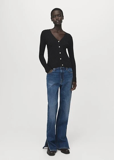 Fine rib knit cardigan