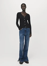 Fine rib knit cardigan