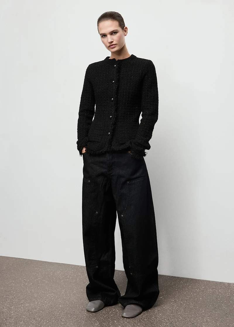 Tweed cardigan with frayed trims