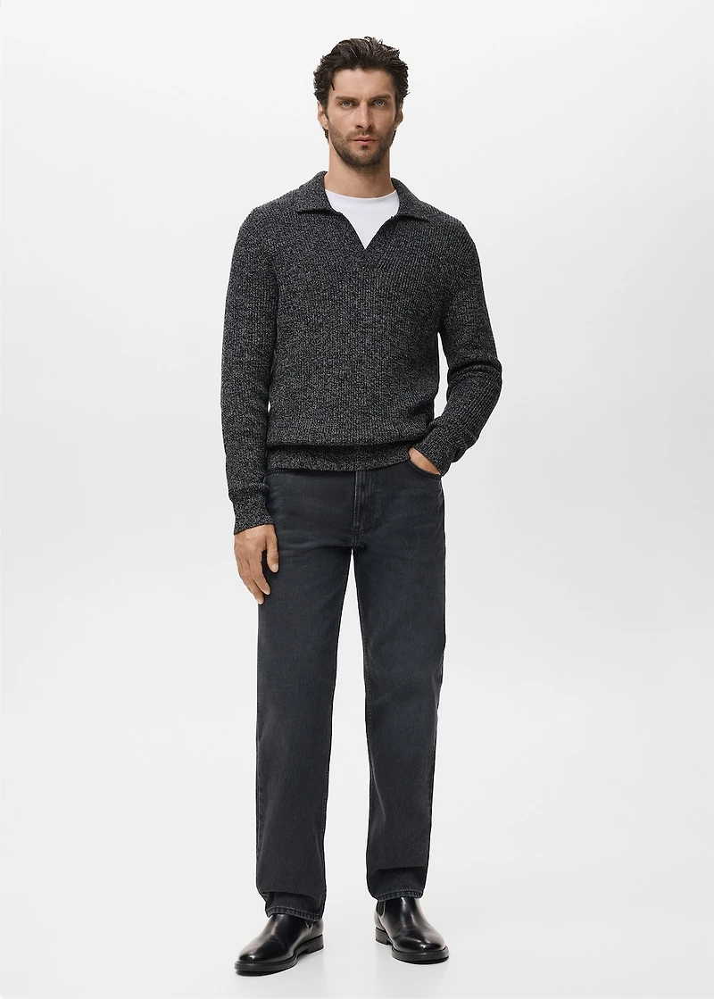 100% cotton polo-neck sweater