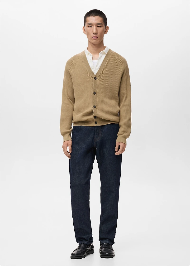 Ribbed knitted cardigan with buttons