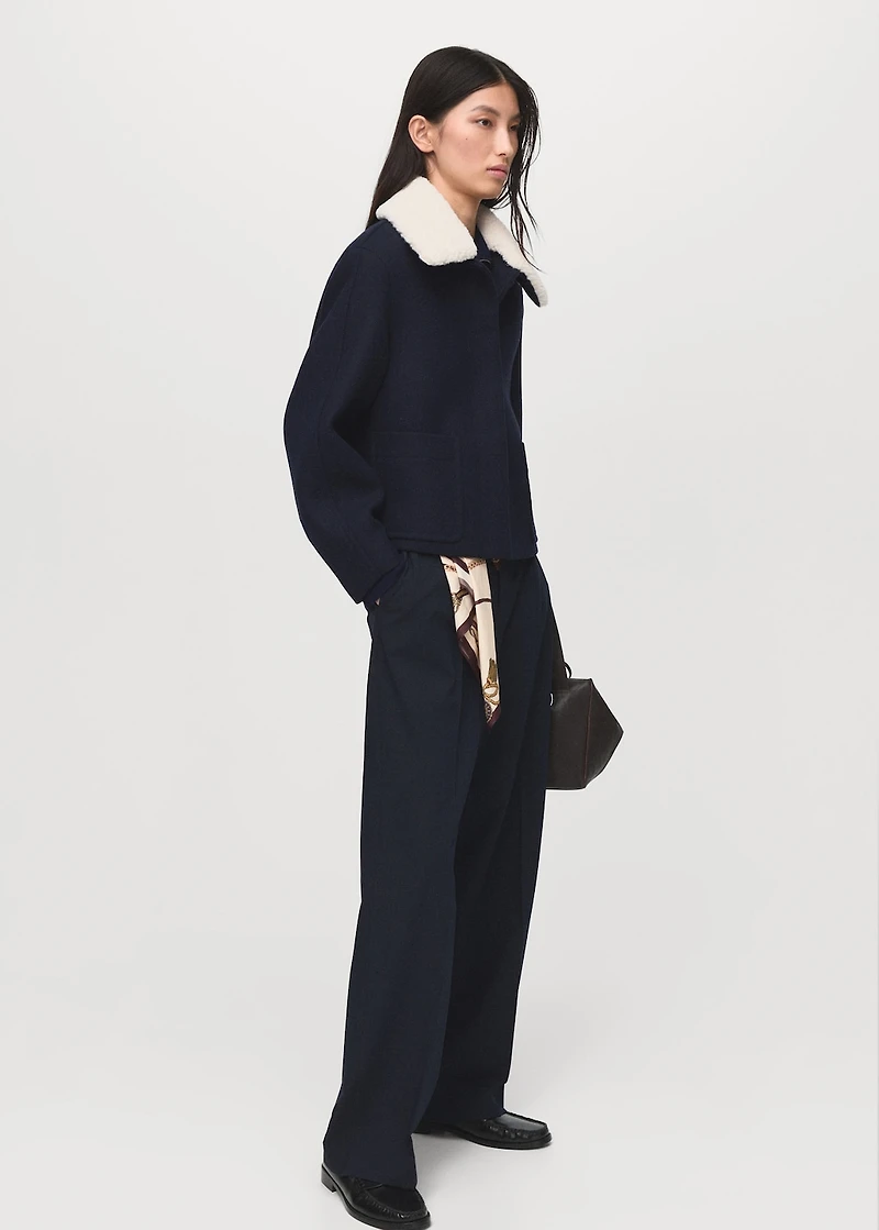 Wool-blend jacket with shearling collar