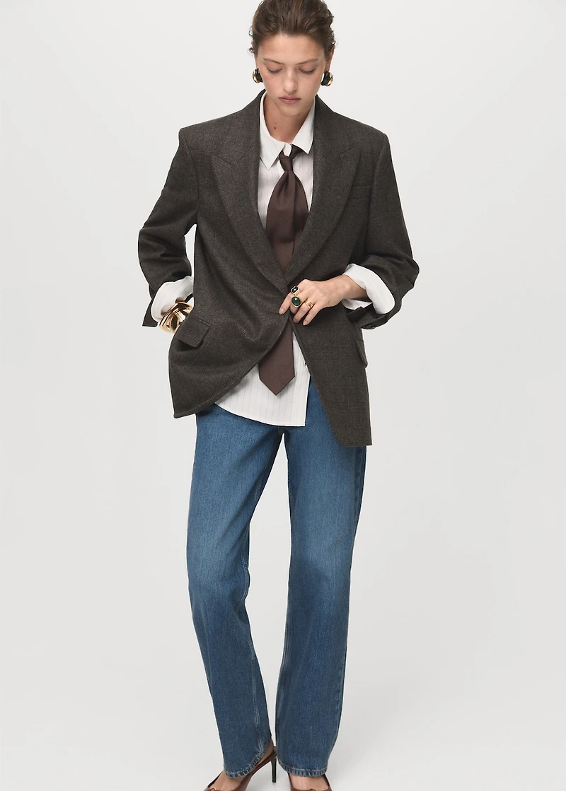 Micro houndstooth wool blazer