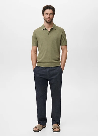 Ribbed knit polo shirt