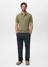 Ribbed knit polo shirt