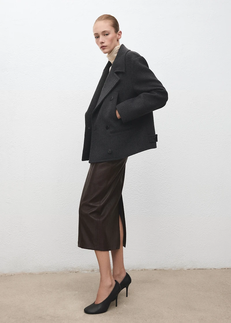 Faux-leather pencil skirt