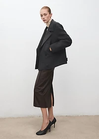 Faux-leather pencil skirt