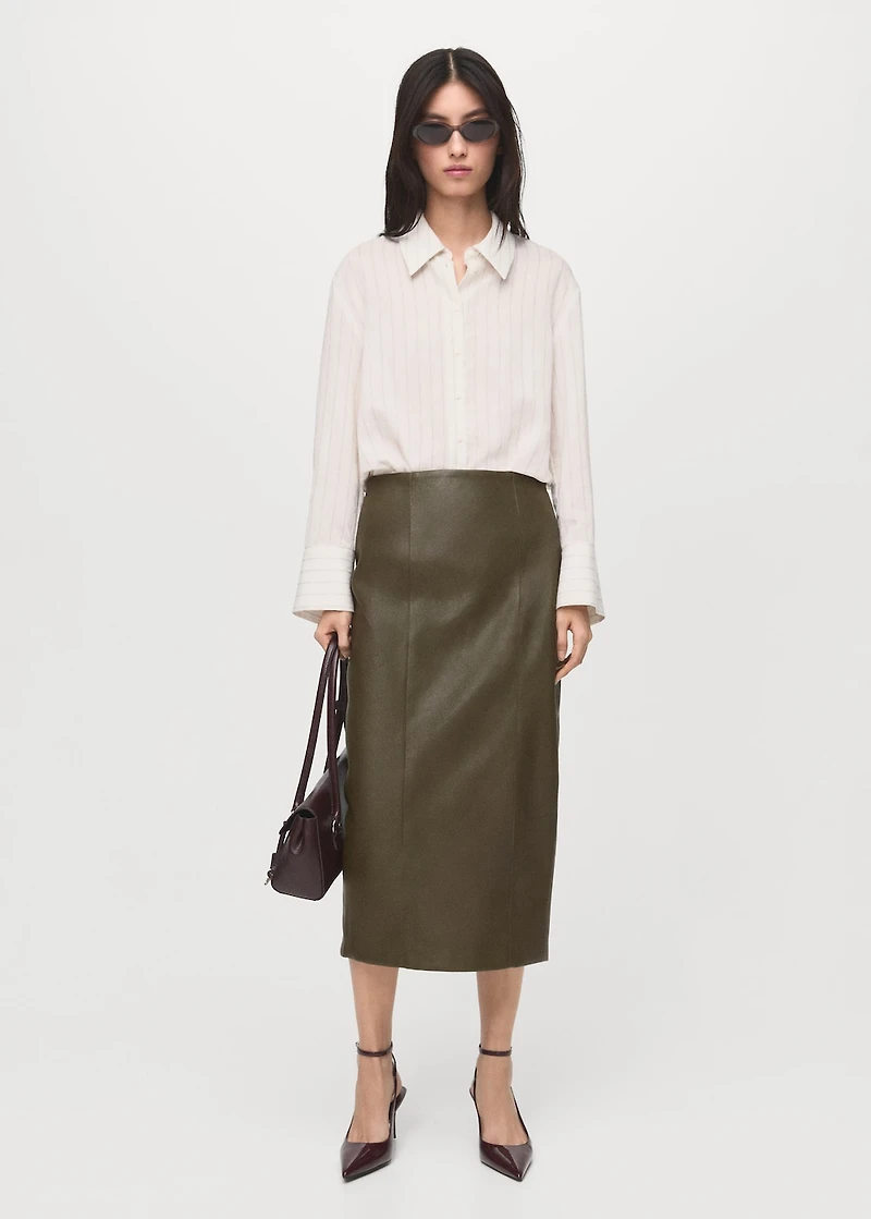 Faux-leather pencil skirt