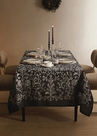 Printed linen cotton tablecloth for 8 to 10 diners