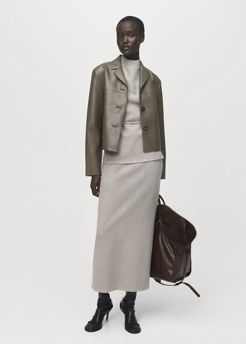 Turtleneck top with belt