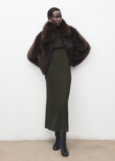 Fine-knit dress with gathered sides