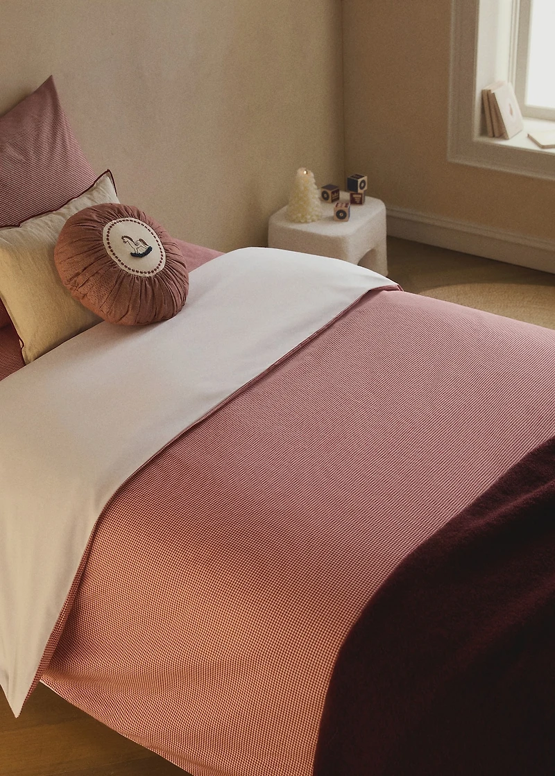 Children’s cotton yarn-dyed gingham check duvet cover for 90 cm bed