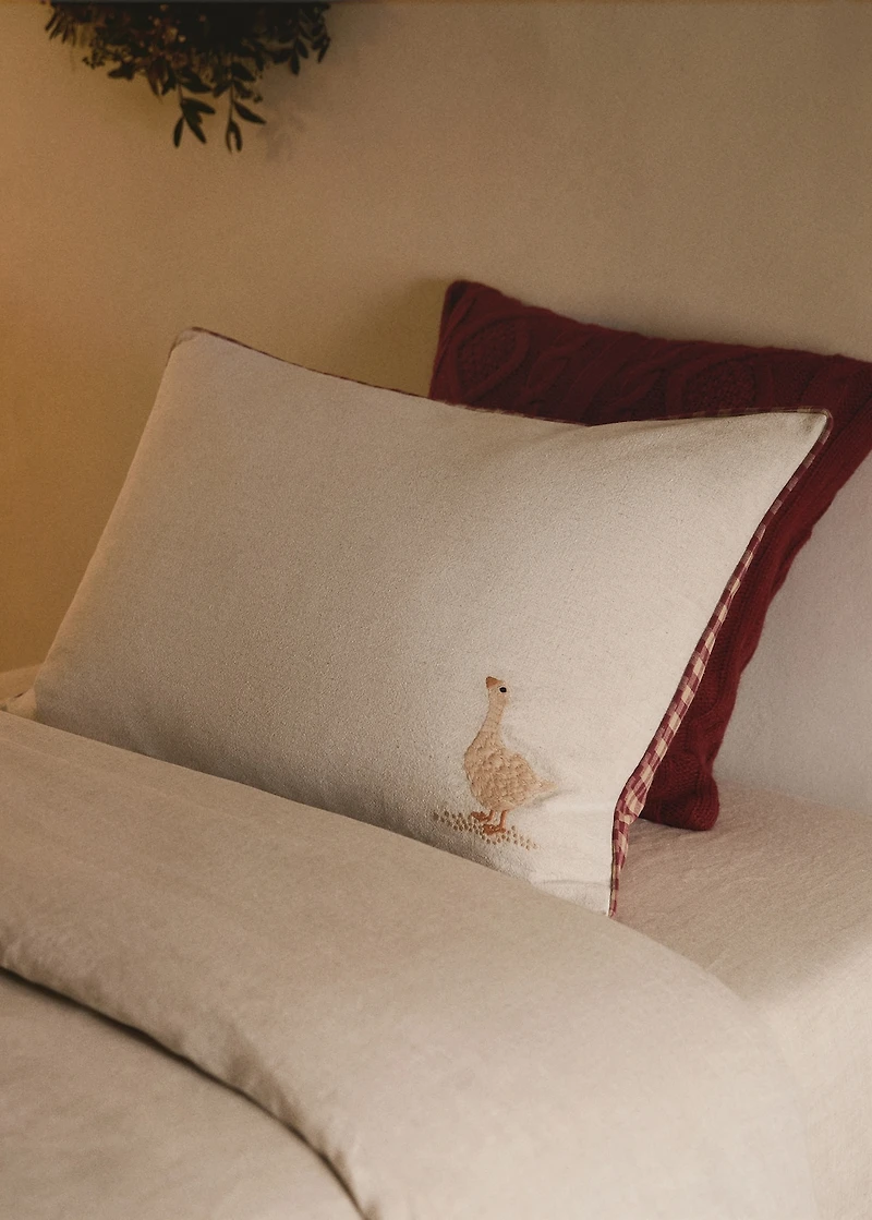 Reversible embroidered children's cushion cover 40x60cm