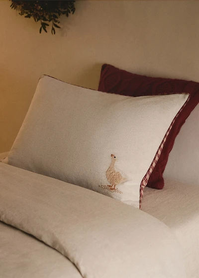 Reversible embroidered children's cushion cover 40x60cm