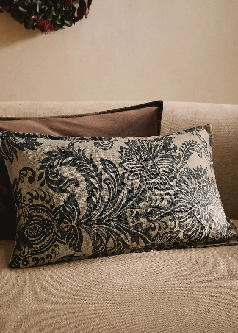 Damask-print cushion cover 15.75x23.62 in
