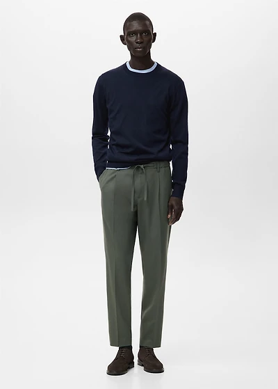 Regular fit cord pleated pants