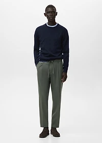 Regular fit cord pleated pants