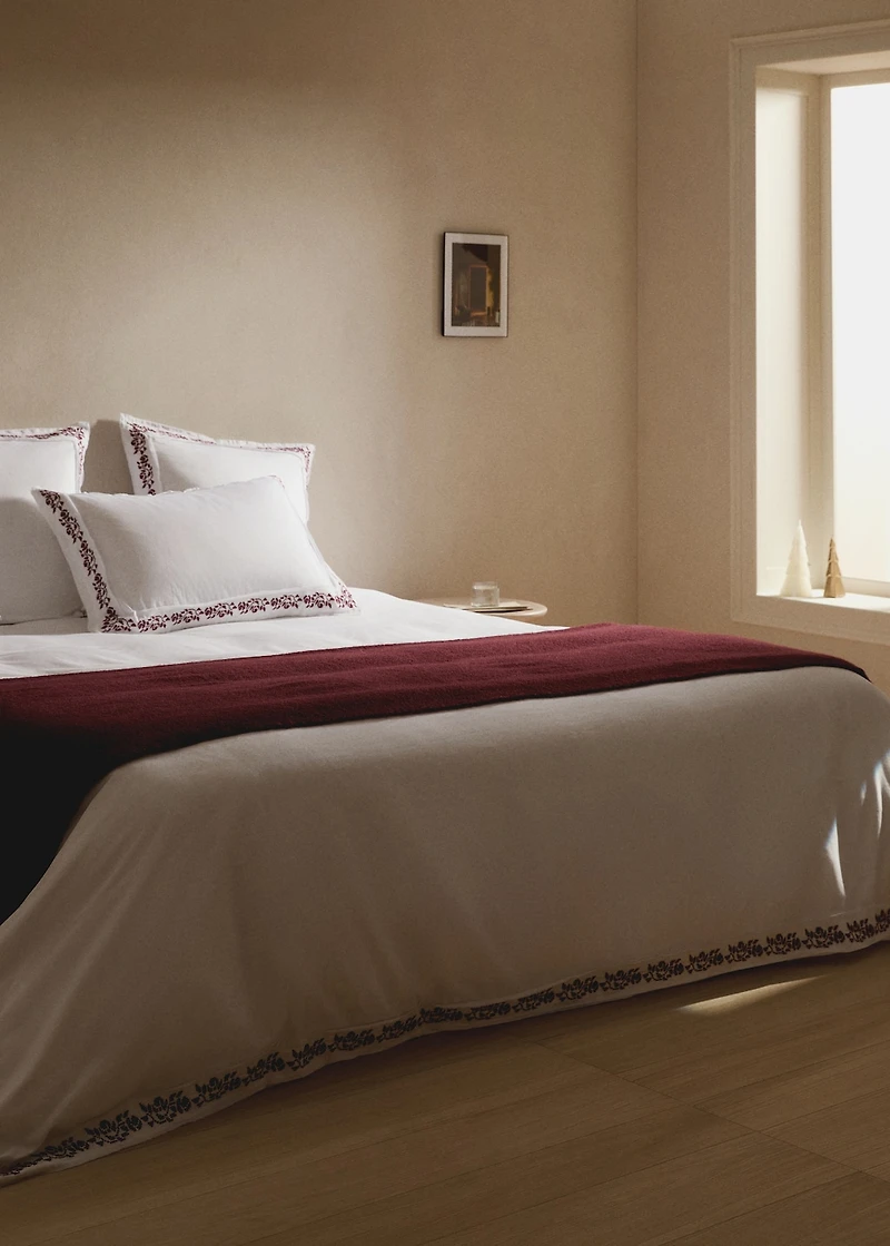 300-thread count satin cotton duvet cover with cross-stitch embroidery for 59/63 bed