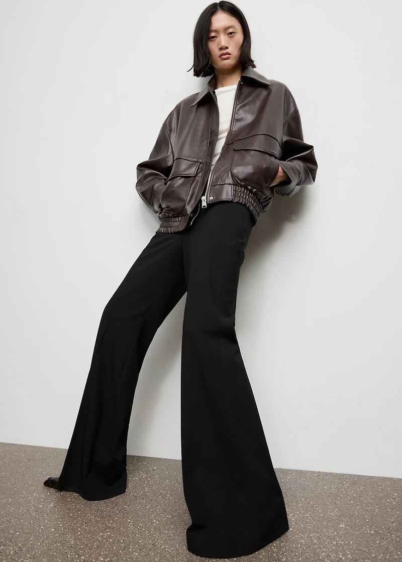 High-waisted flared trousers