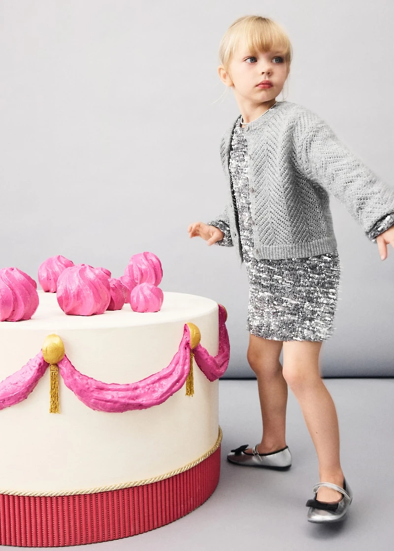 Herringbone-pattern openwork cardigan