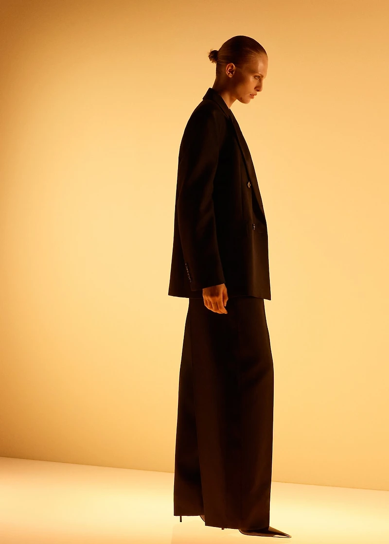 Wool-blend suit jacket with lapels