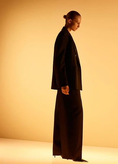 Wool-blend suit jacket with lapels