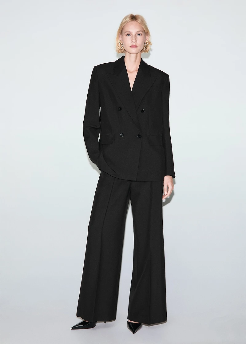 Wool-blend suit pants