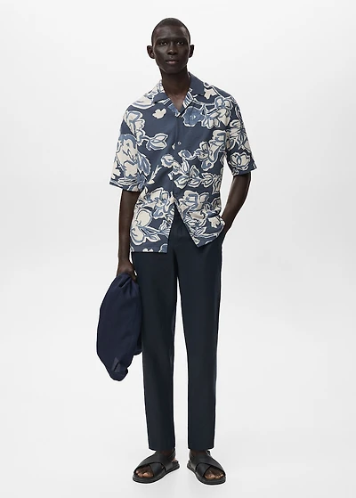 Slim-fit 100% linen pants