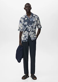 Slim-fit 100% linen pants