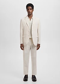 Slim-fit pleated linen pants