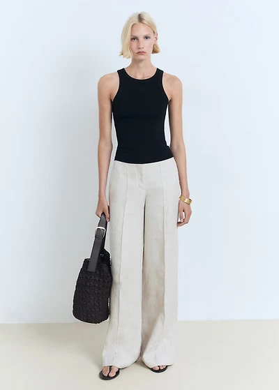 Ribbed cotton-blend top