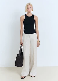 Ribbed cotton-blend top