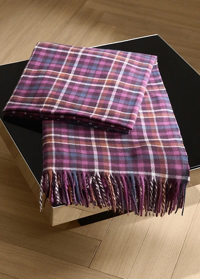 Fringed blanket with check design