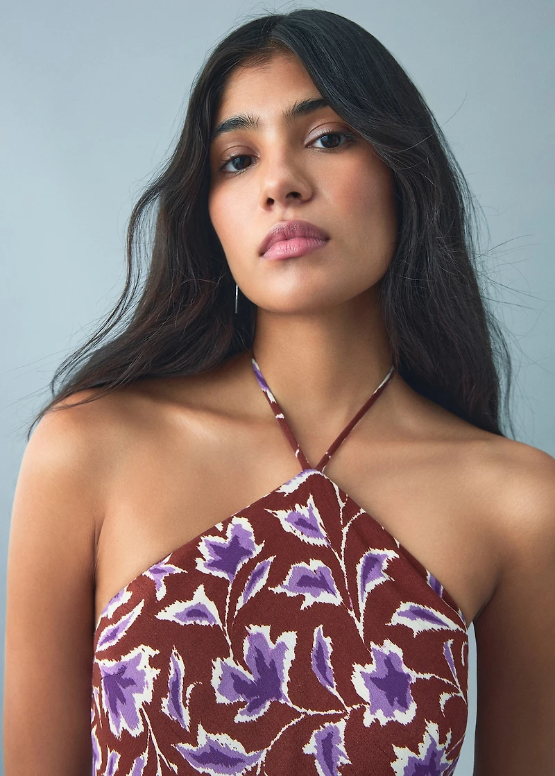 Floral-print halter dress