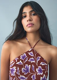 Floral-print halter dress