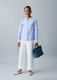 Striped shirt with pleated details