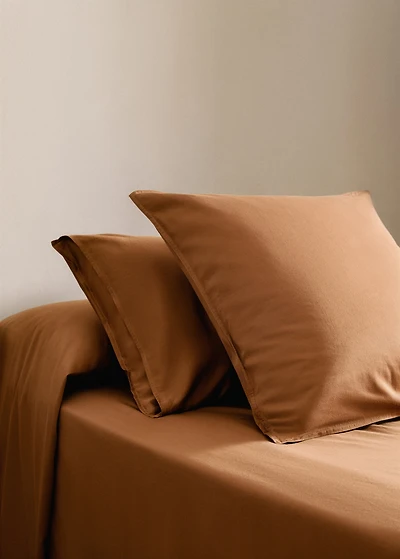 Two washed cotton satin pillowcases with double stitching 60x60 cm
