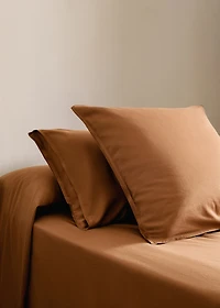 Two washed cotton satin pillowcases with double stitching 60x60 cm
