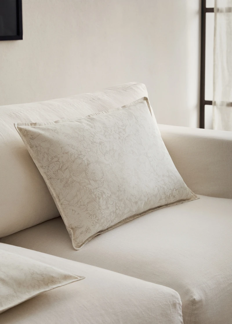 Cotton canvas floral-print cushion cover 40x60 cm