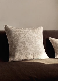 Floral-print cotton cushion cover 45x45cm