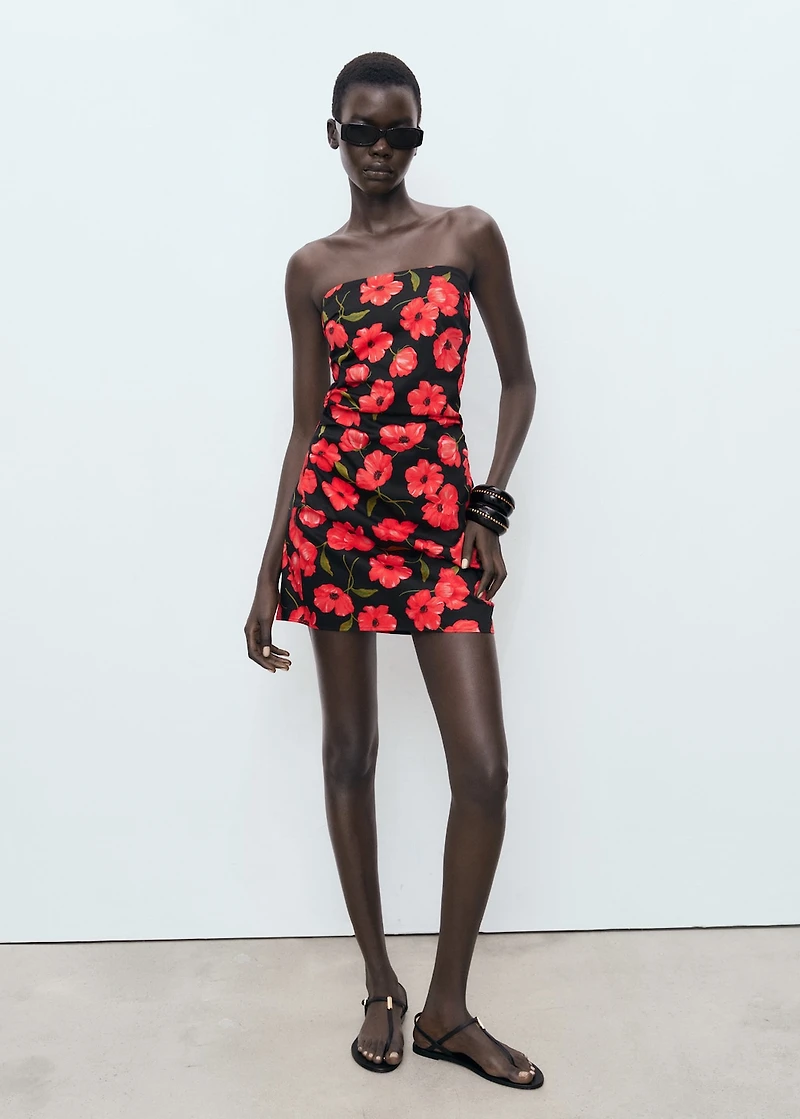 Strapless floral dress