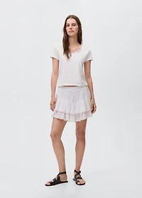 T-shirt with mother-of-pearl button detail