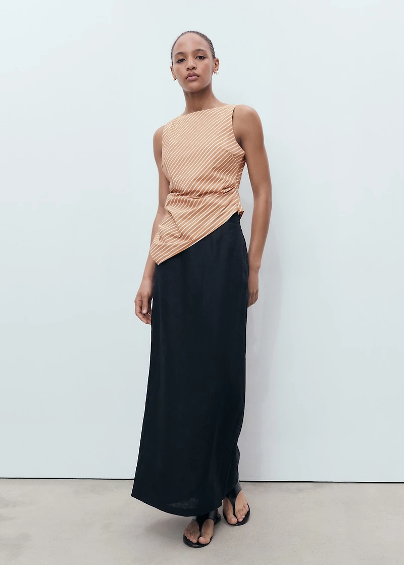 Asymmetrical striped cotton top