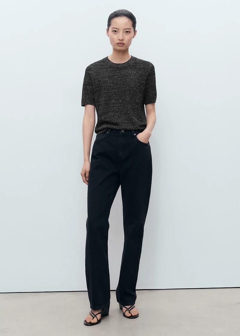 Short-sleeved lurex sweater