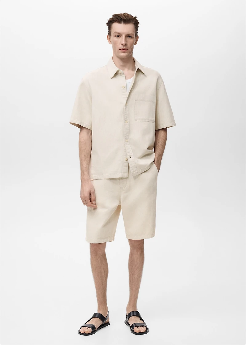 Linen-cotton blend shirt