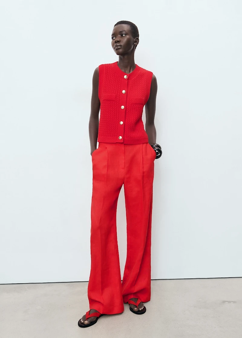 Chunky-knit vest with buttons