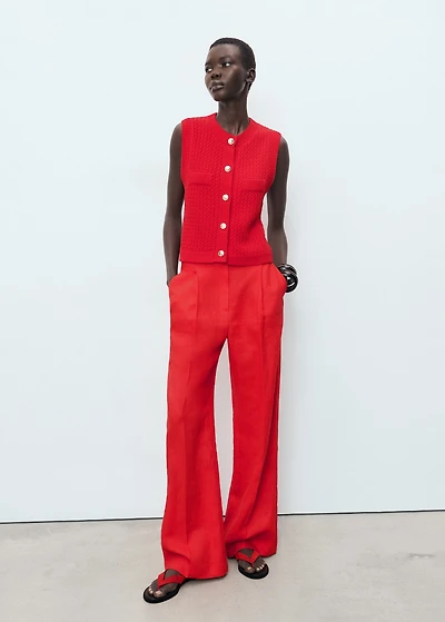 Chunky-knit vest with buttons